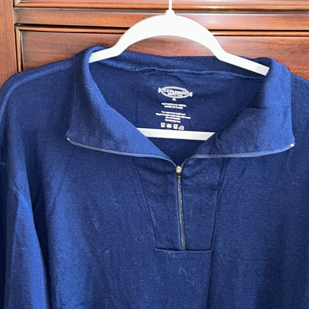 Men's Filson 100% Merino Wool Long Sleeve Half Zip - Picture 2 of 4